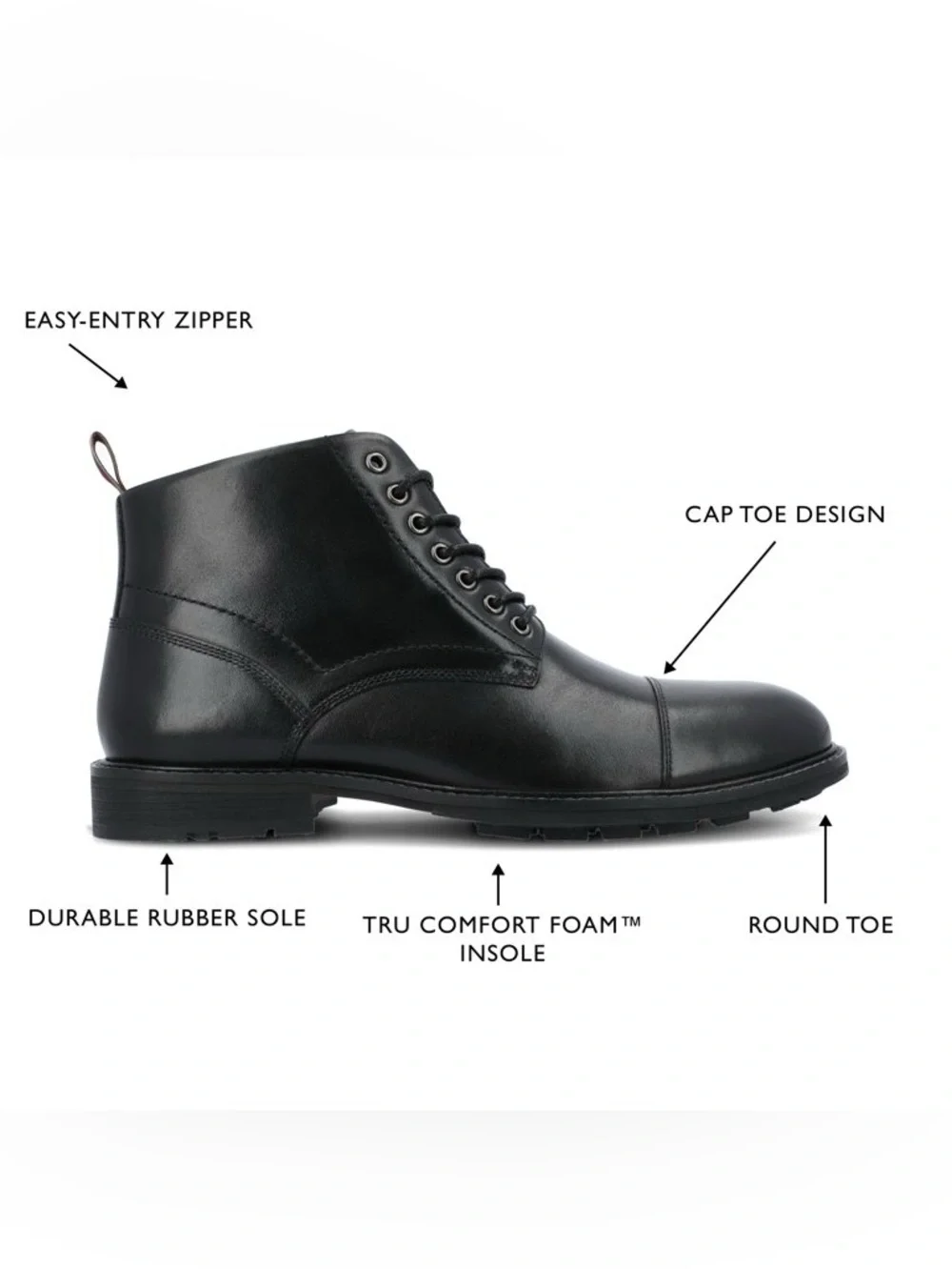 Thomas & Vine Avrum Black Zip and Lace Up Leather Chukka Boot Sz 11.5 BNWB